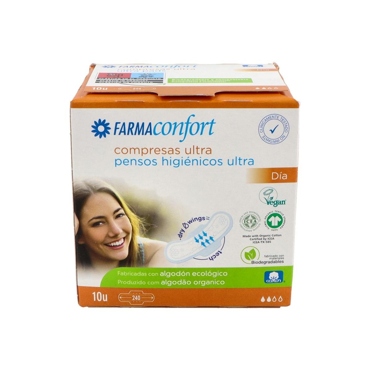 COMPRESA HIG FARMACONFORT DIA PLEG ALAS ALG 10 U
